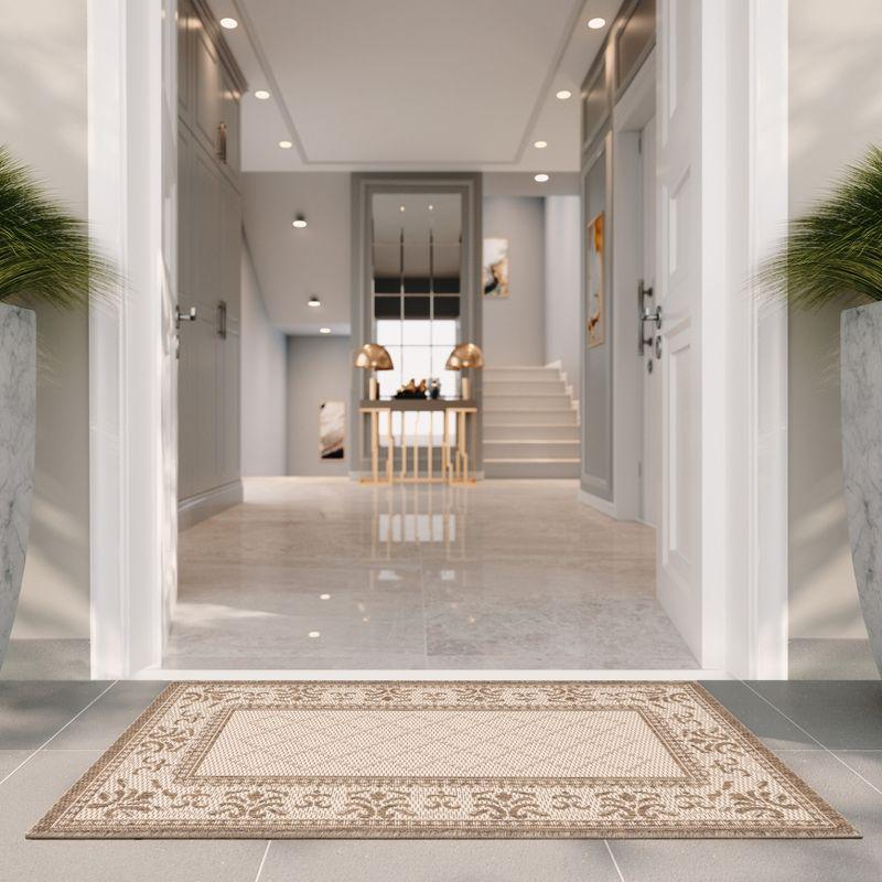 Courtyard CY2098 UV & Stain Resistant Non-Shedding Power Loomed Indoor/Outdoor Accent Rug - Natural/Brown - 2'7"x5' - Safavieh