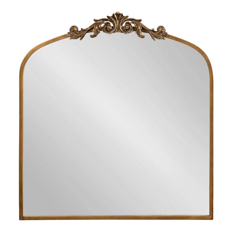 Kate & Laurel All Things Decor 28"x30" Arendahl Traditional Arch Mirror Gold: Baroque-Inspired, No Assembly Required