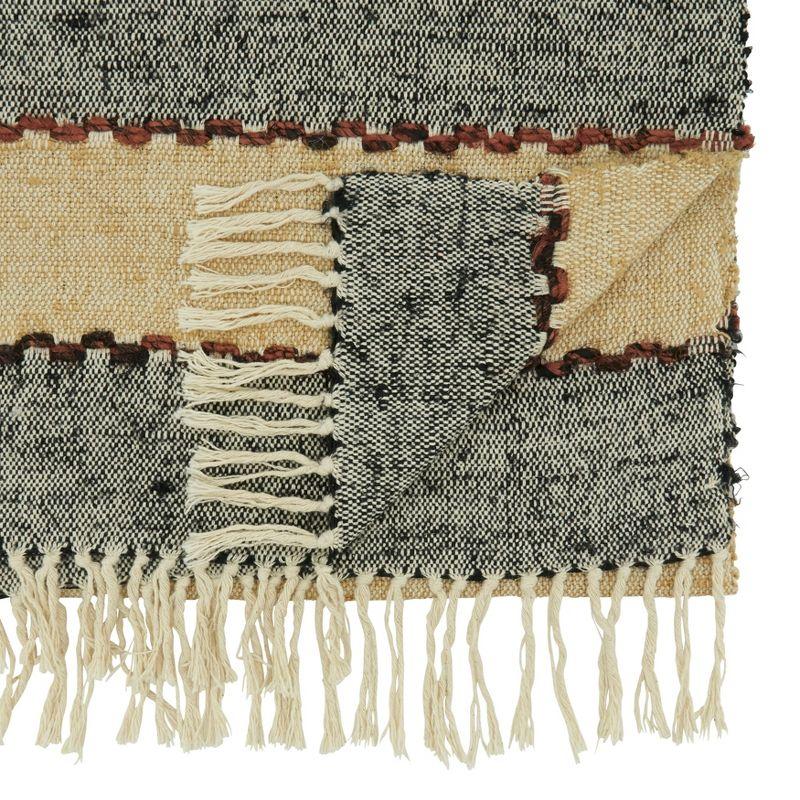 Multicolor Woven Cotton Striped Table Runner with Fringe