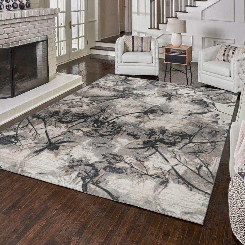 Gray Abstract Tufted Washable Reversible 5' x 7' Synthetic Rug