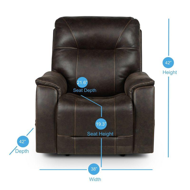 Lexington Power Media Recliner Saddle Brown - Steve Silver Co.: Faux Leather, USB Port, Cup Holder