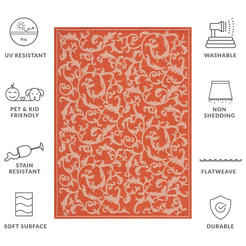 Courtyard CY2653 UV & Stain Resistant Non-Shedding Power Loomed Indoor/Outdoor Area Rug - Terracotta/Natural - 6'7"x6'7" - Safavieh