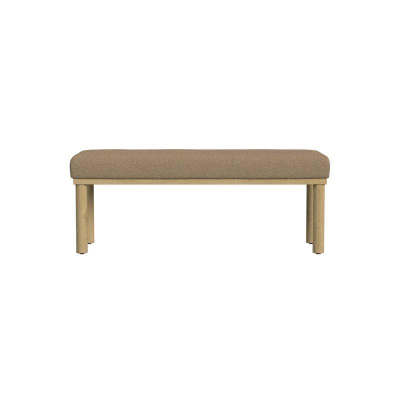 Oslo Natural Wood and Brown Boucle Upholstered Bench