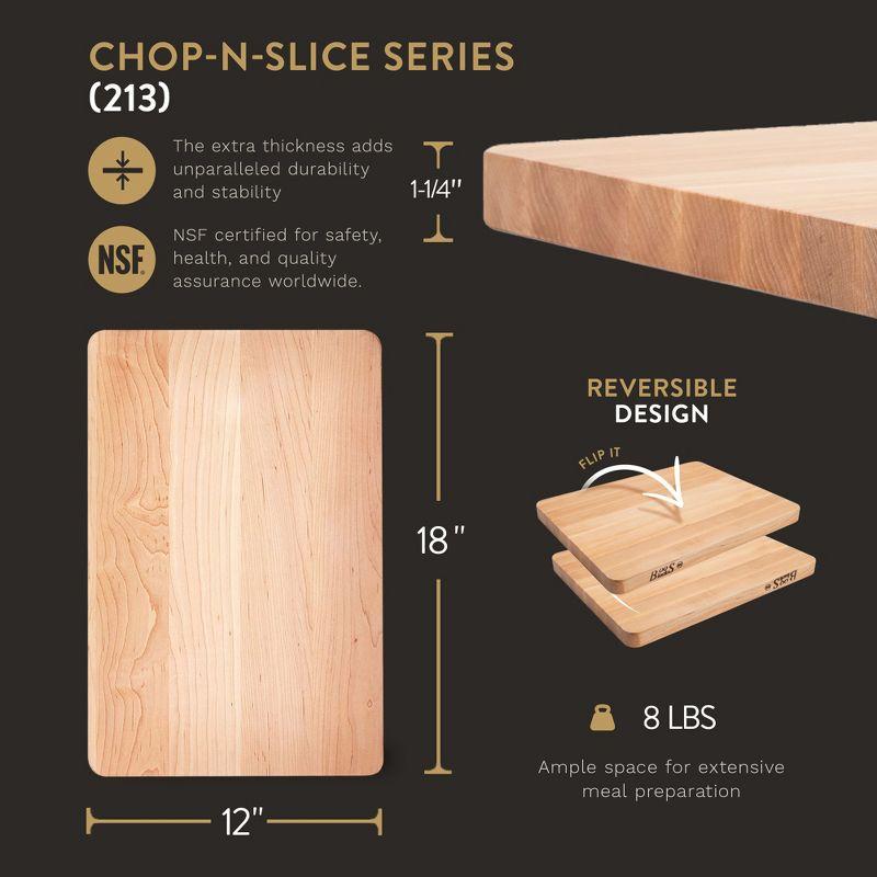 John Boos Small Chop-N-Slice Maple Wood Cutting Board for Kitchen, Reversible Edge Grain Square Butcher Boos Block