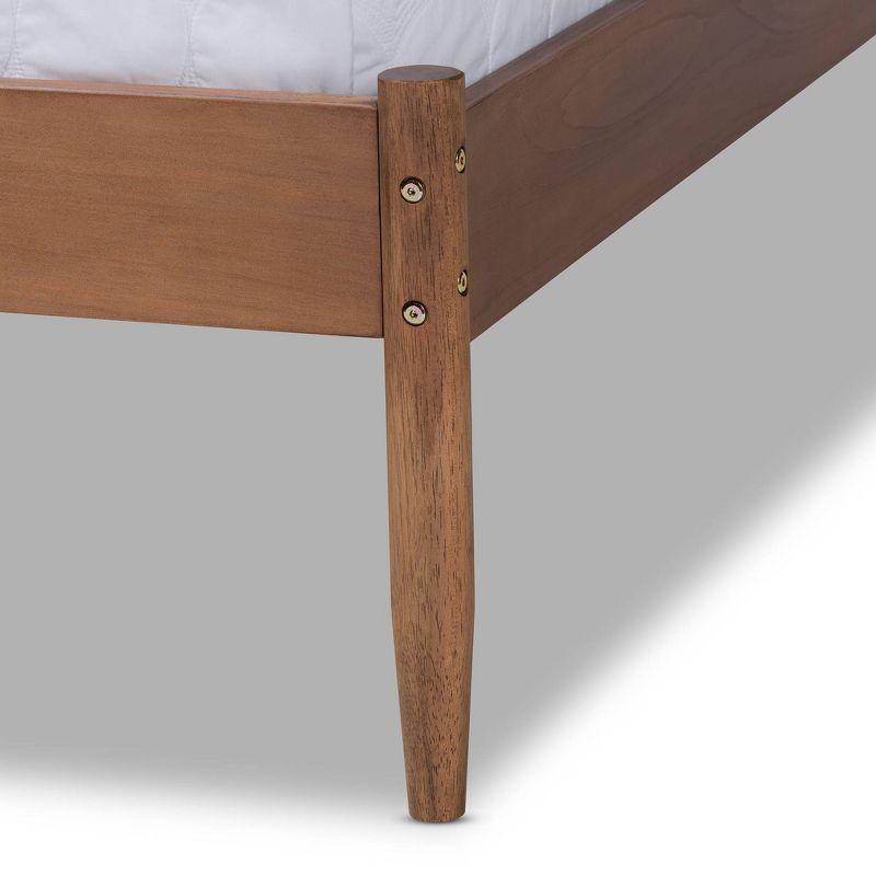 Queen Leanora Wood Platform Bed Ash Walnut - Baxton Studio: Mid-Century Design, Tapered Legs