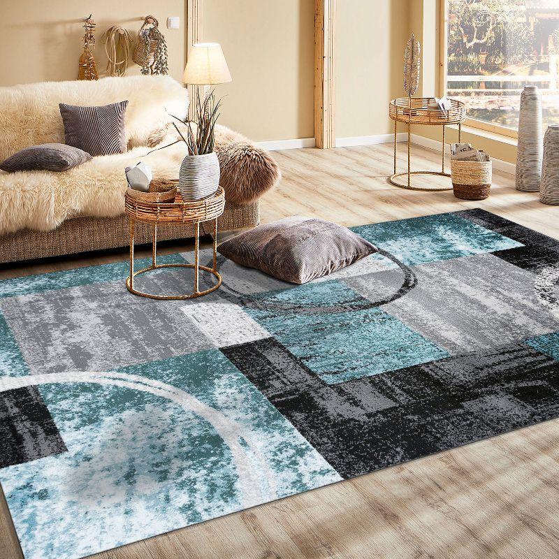 World Rug Gallery Abstract Circle Gray 8'8"x12' Area Rug