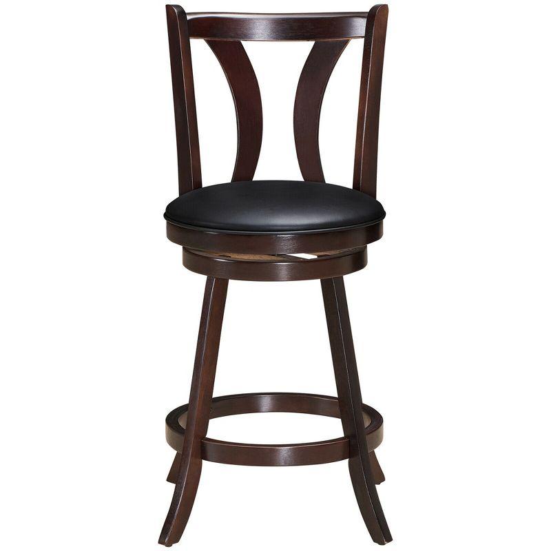 Costway Set of 2 Swivel Bar stool 24'' Counter Height Leather Padded Dining Kitchen Chair