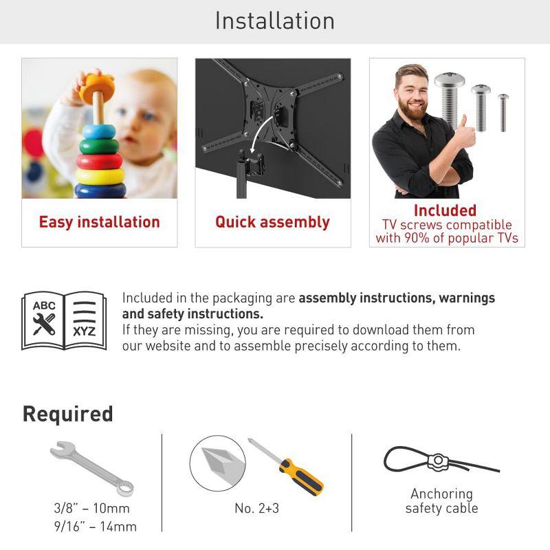 Barkan 13" - 83" Mobile TV Mount Cart with Metal Shelf, Tilt & Height Adjustment