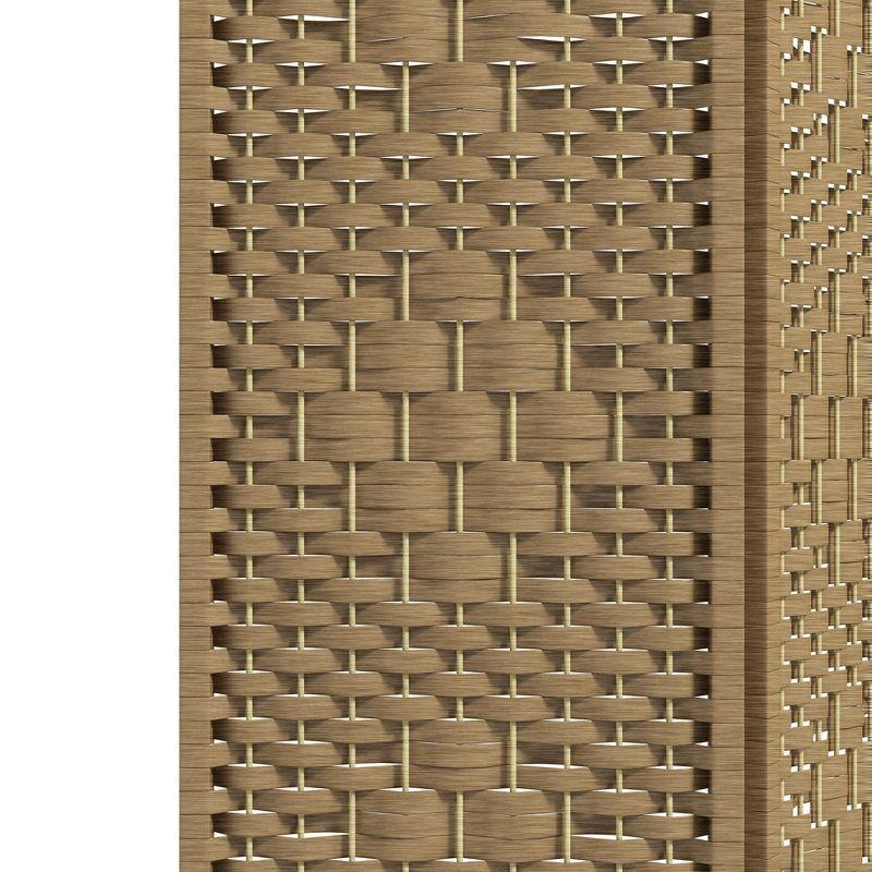HOMCOM 4 Panel Room Divider, Folding Privacy Screen, 5.6' Room Separator, Wave Fiber Freestanding Partition Wall Divider, Natural