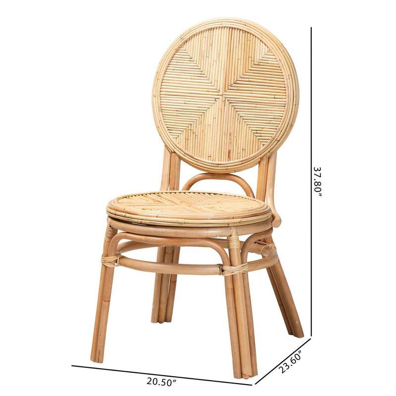 bali & pari Carita Rattan Dining Chair Natural Brown: No Assembly Required, Spot Clean, Wood Frame