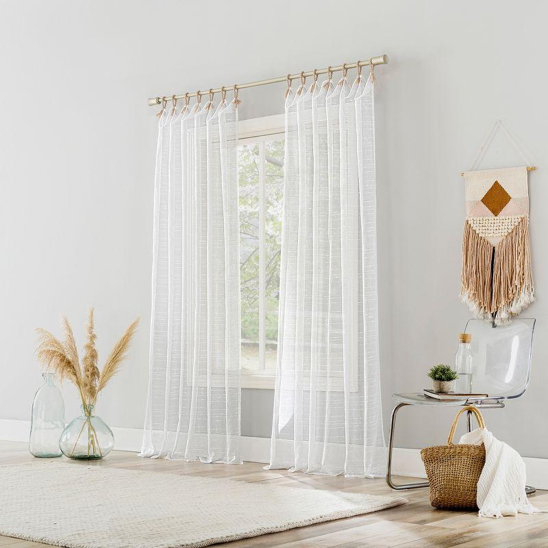 No. 918 Light Filtering Semi-Sheer Noemi Slub Striped Rope Tab Top Curtain Panel