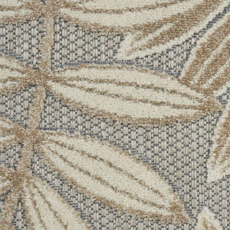 Nourison Aloha Floral Leaf Flatweave High-Low Indoor Outdoor Area Rug Natural 3'6" x 5'6"