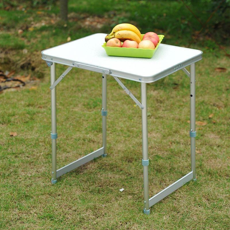 Outsunny 23" Folding Camping Table Beach Table with Height Adjustability, Lightweight Portable Table with Handle, Outdoor Folding Table Accessory