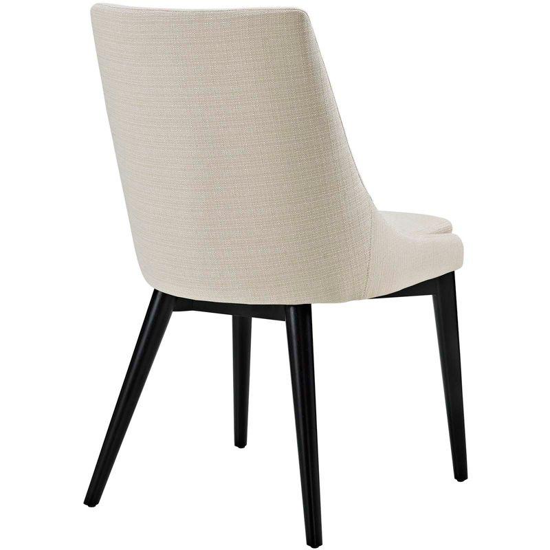 Cream Upholstered Parsons Dining Chair with Tapered Wood Legs