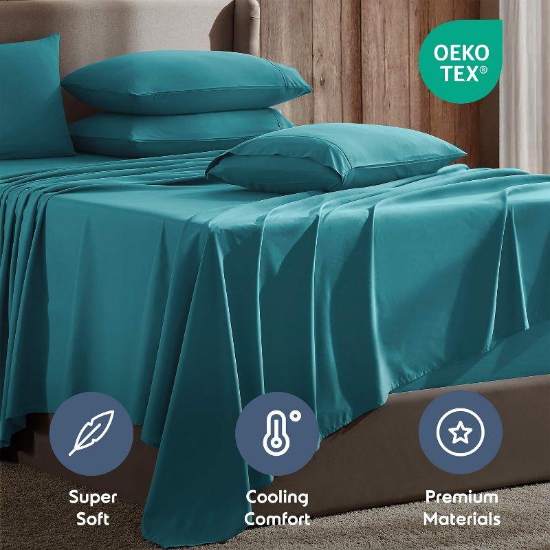 Nestl Extra Deep Pocket 6 Piece Sheet Sets, Full Size Sheets & Pillowcases - Teal Blue