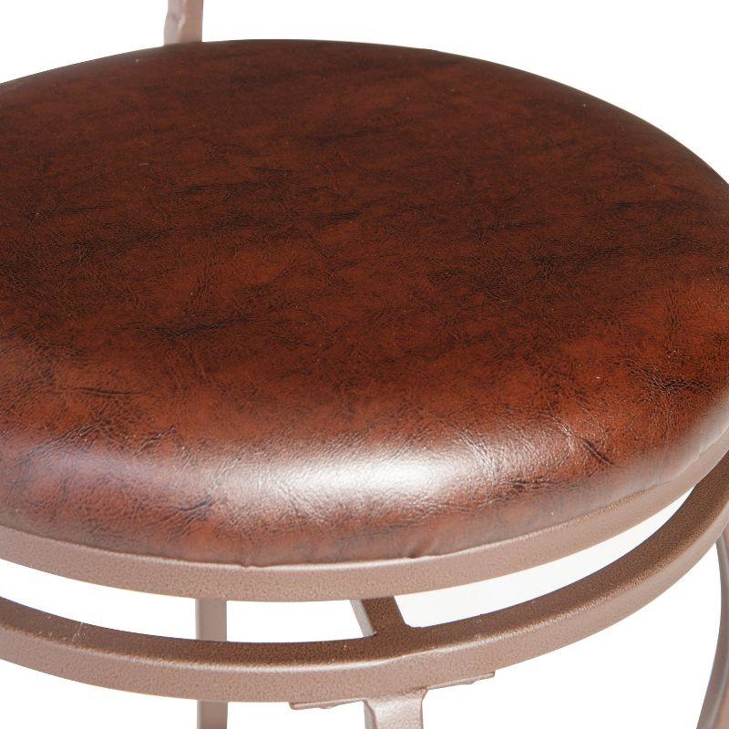 Casey Adjustable Faux Leather Swivel Seat Stool Set of Three Brown - Linon: Upholstered, Metal Frame, Polyester