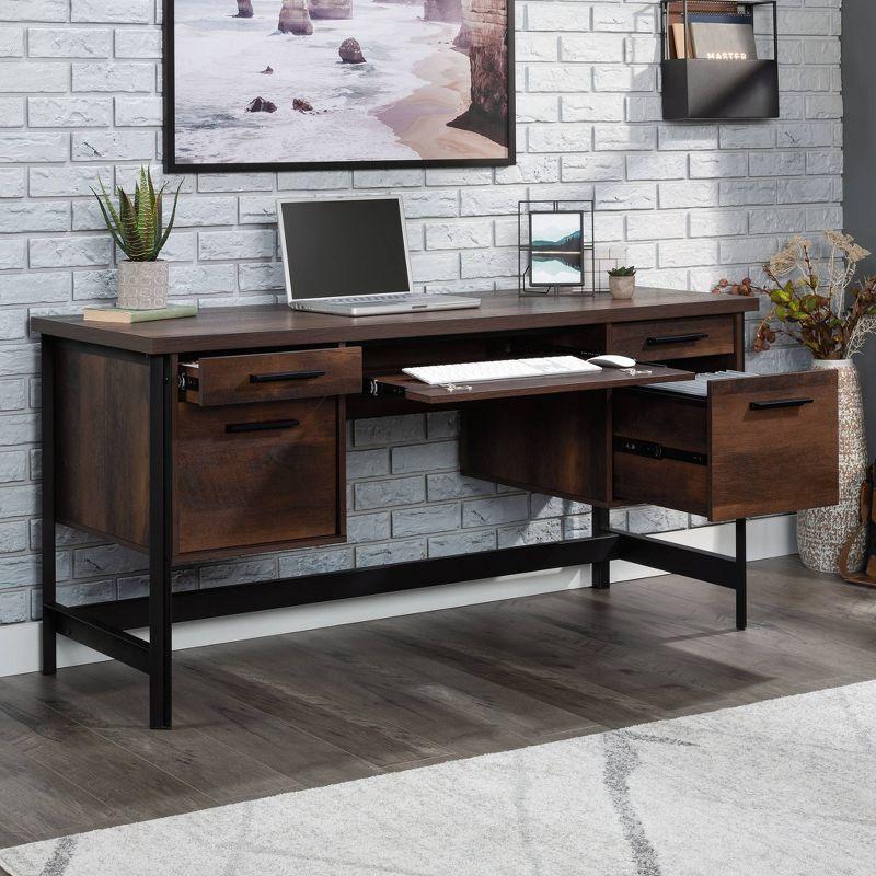 Barrel Oak Executive Desk with Drawers and Keyboard Tray