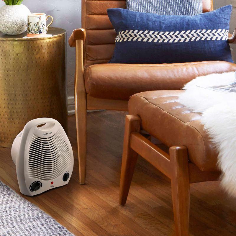 Vie Air 1500W Portable 2-Settings White Home Fan Heater with Adjustable Thermostat