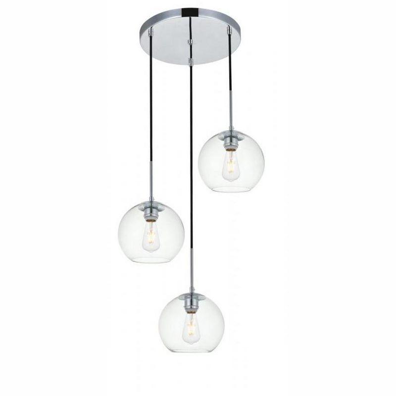 Elegant Lighting Baxter 3 Lights Chrome Pendant With Clear Glass