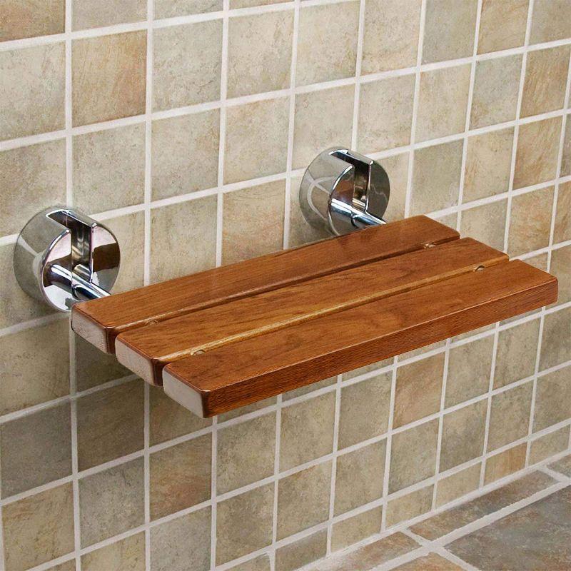 20" Teak Wood Folding Wall Mounted Shower Bench