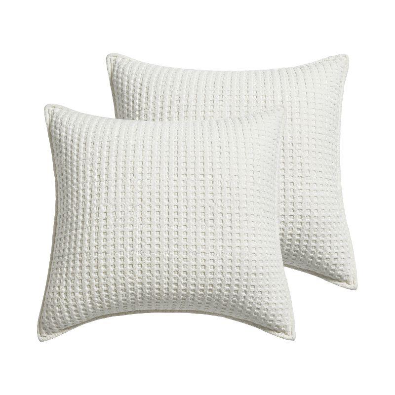 Cream Cotton Waffle Euro Sham Set of 2