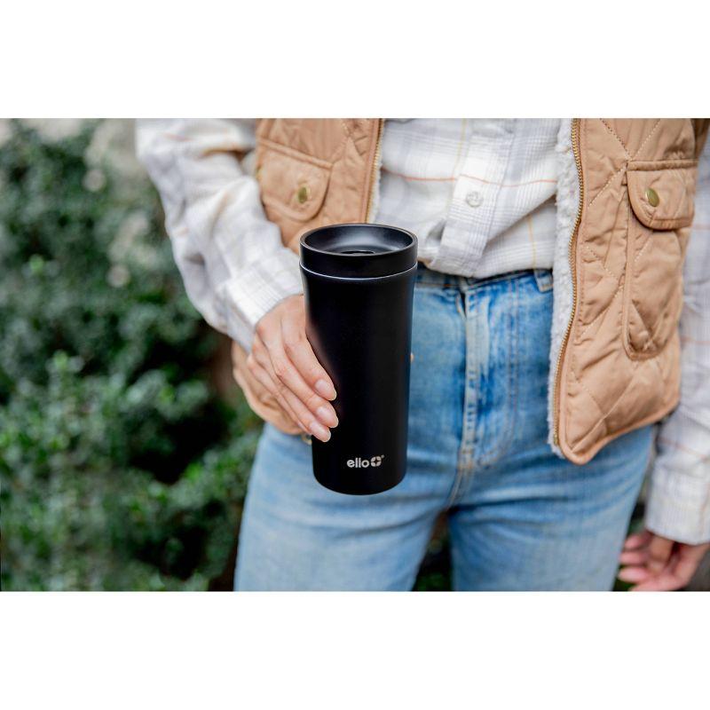 Arabica 18oz Stainless Steel Travel Mug Black - Ello: Double-Wall Coffee Tumbler, Hand Wash, Dishwasher-Safe Parts