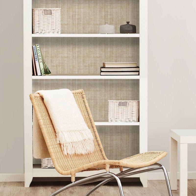 InHome Aurum Linen Peel and Stick Wallpaper: Vinyl, Self-Adhesive, Modern Crosshatch, Light Beige, Peelable & Washable