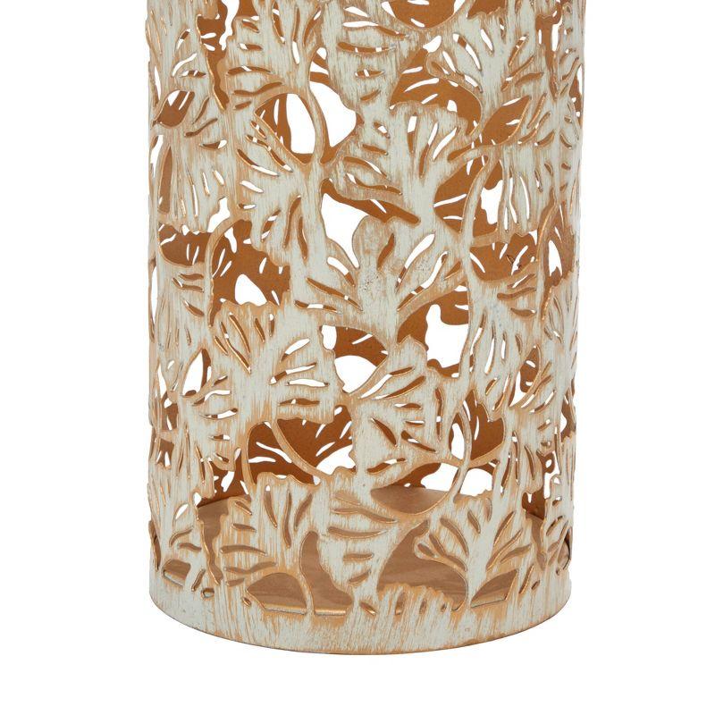 Winter Elegance Gold Tree Hurricane Candle Lantern Set 6", 9", 12"H