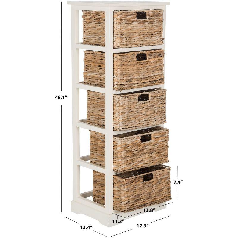 Dovecove White 5-Drawer Wicker Basket Storage Tower (Fully Assembled) | Wayfair