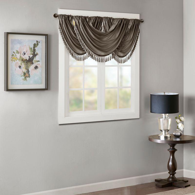 Madison Park Elena Faux Silk Waterfall Embellished 38'' W Single Window Valance