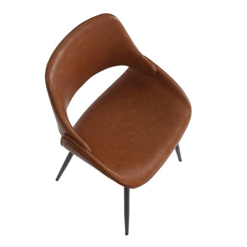 Set of 2 Fabrico Dining Chairs Black/Camel - LumiSource: Faux Leather, Metal Legs, Comfort Design