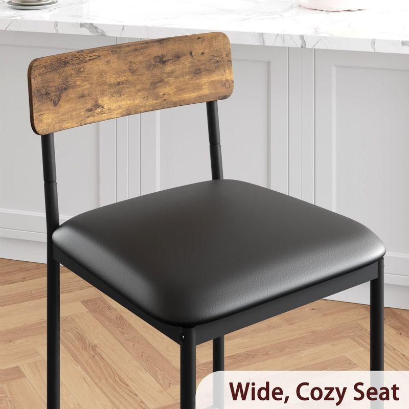 Whizmax Bar Table Set for 2 with Footrest, Kitchen Dining Table with 2 Upholstered Chairs, Small Space Counter Height Barstools for Counter Bar, Brown