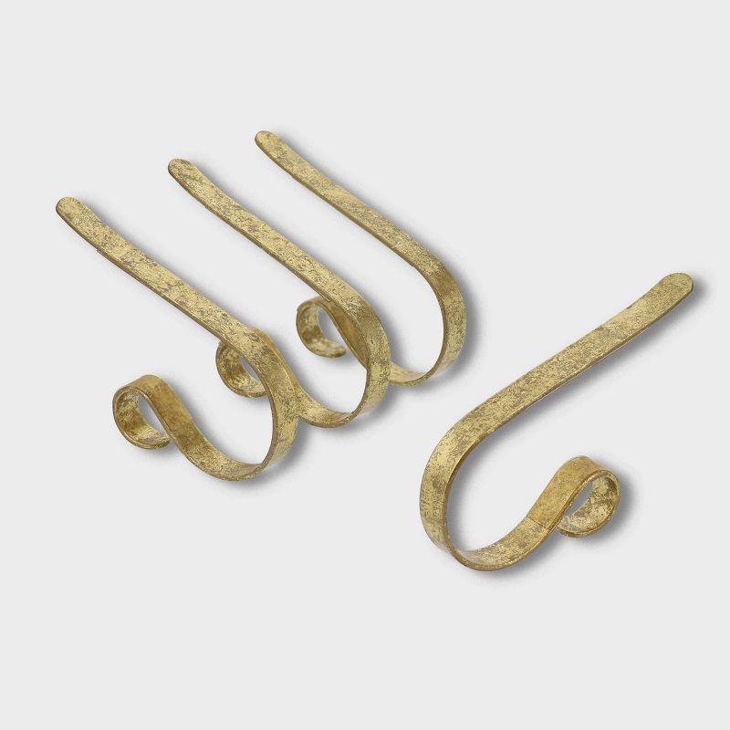 Gold Foil Adjustable Metal MantleClip Stocking Holders, 4 Pack