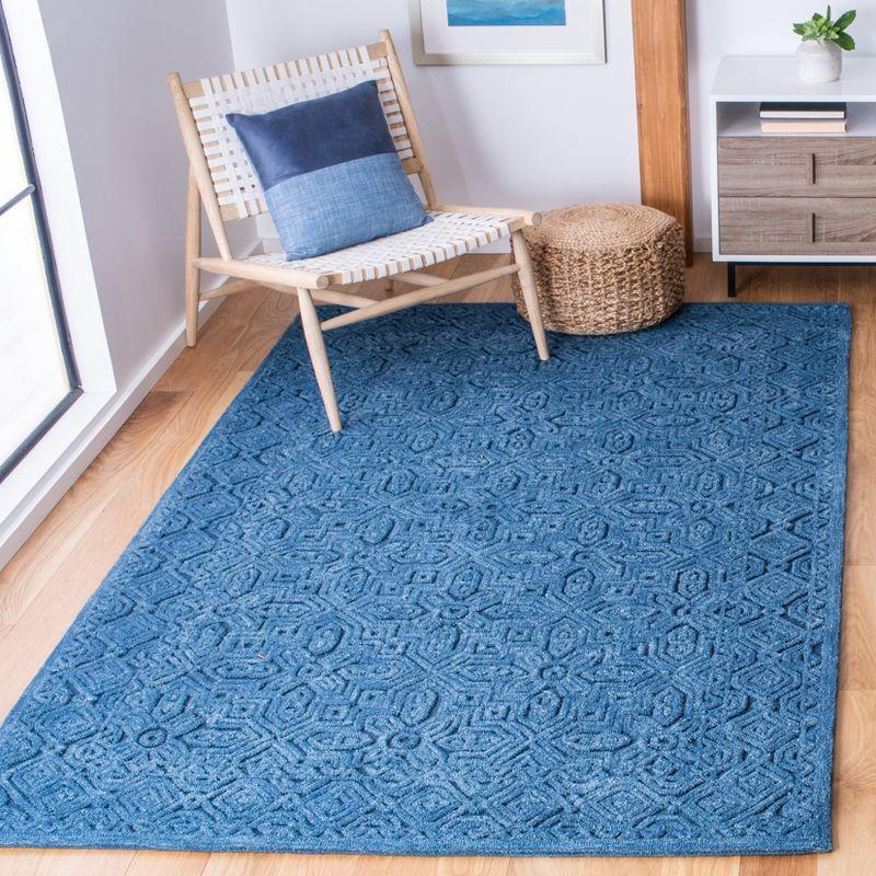 Hand-Tufted Artisan Blue Wool 4' x 6' Rectangular Rug