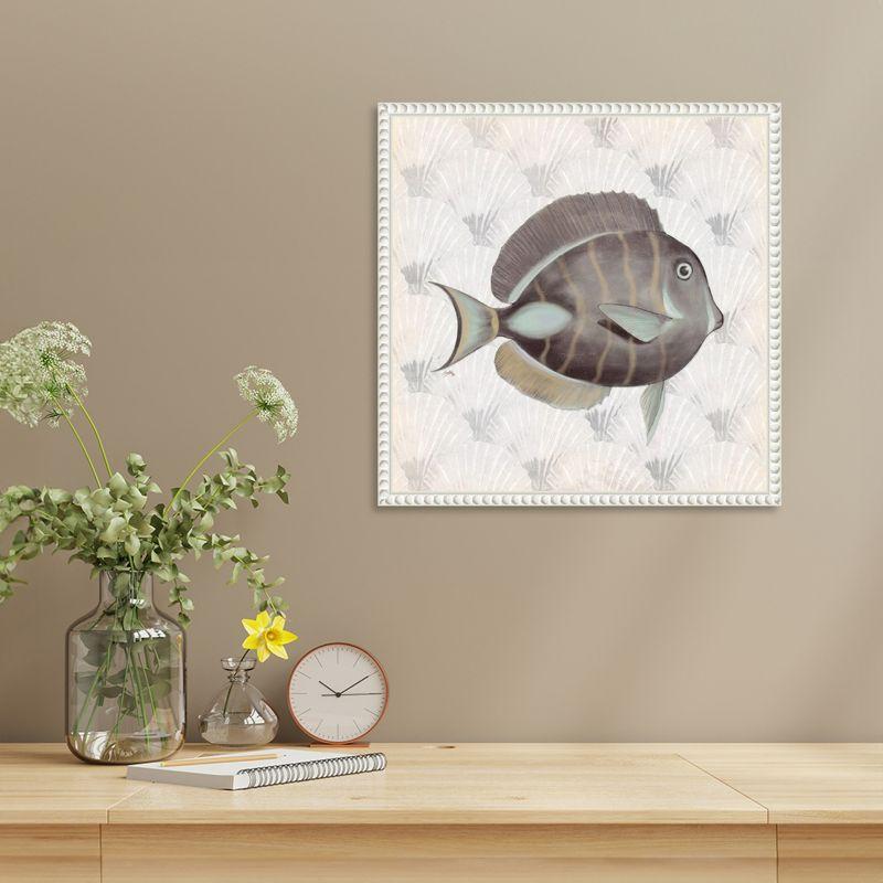 Amanti Art Neutral Vintage Fish II by Elizabeth Medley Canvas Wall Art Print Framed 16 x 16-in.