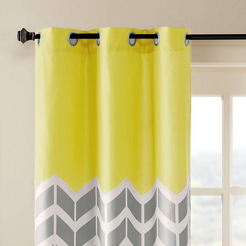 Elaine Chevron Printed Grommet Top Curtain Panel Pair