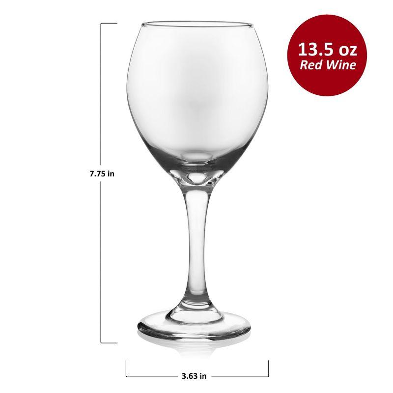 Libbey Classic Clear Glass Red Wine Set, 13.5-ounce, 4-Piece