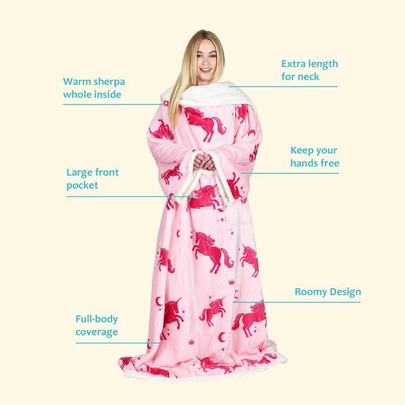 Catalonia Fleece Wearable Blanket with Sleeves Arms, Comfy Sleeved TV Wrap Blanket, Large Snuggly Throw for Women and Men, Gift for Her