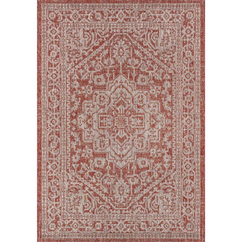 Sinjuri Medallion Textured Weave Indoor/Outdoor Area Rug - JONATHAN Y