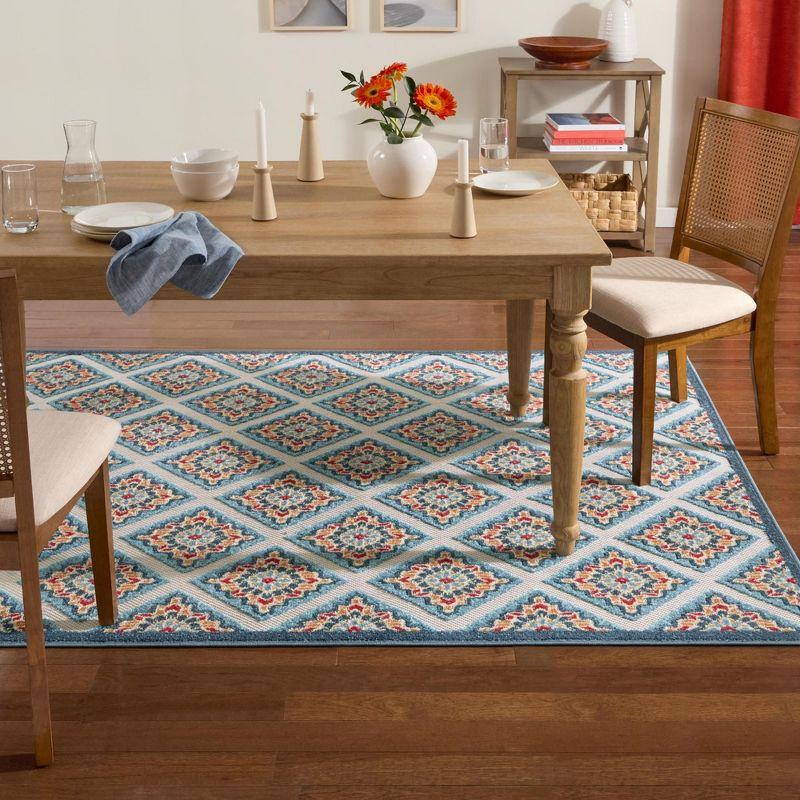 TOWN & COUNTRY EVERYDAY Brooks Retro Geo Outdoor Rug Red/Multi