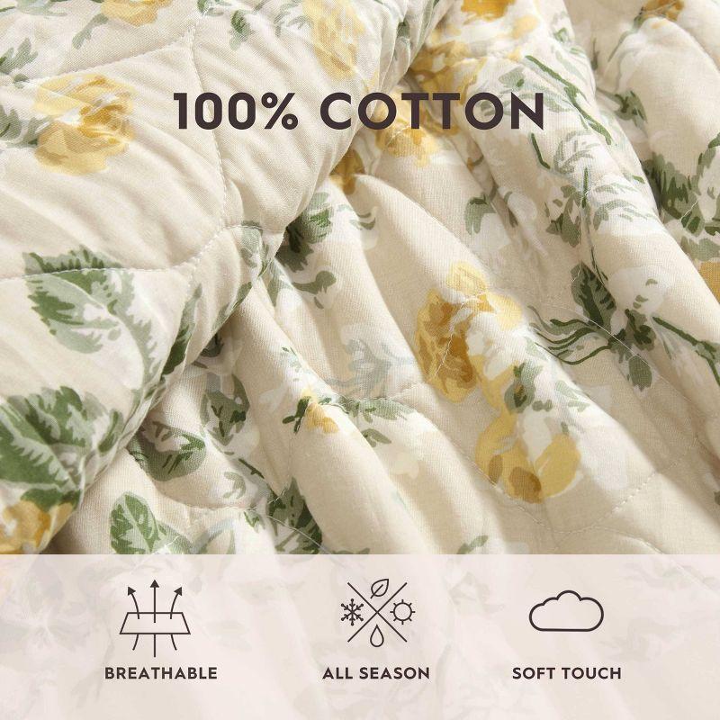 Laura Ashley Laura Ashley Roses Cotton Reversible Gold Quilt Set