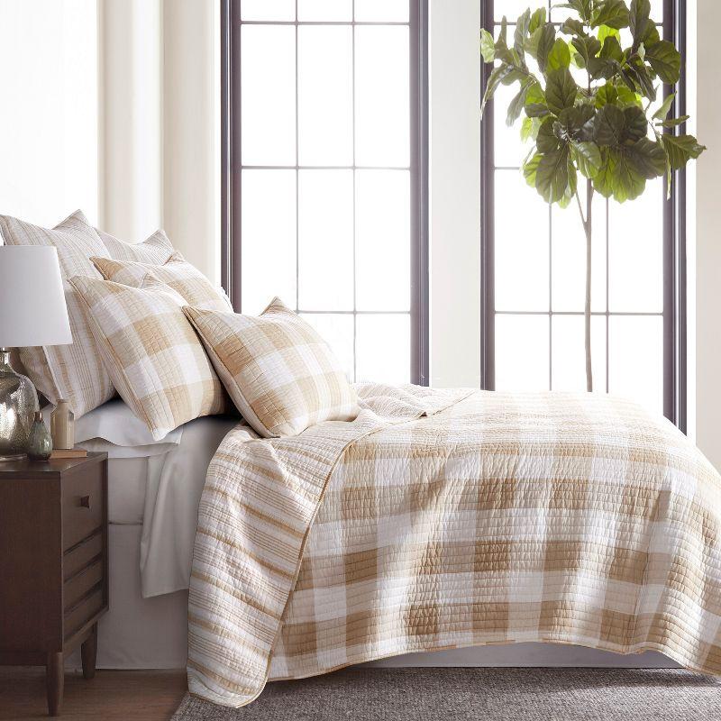 Camden Taupe Quilt Set - One King Quilt and Two King Shams - Levtex Home