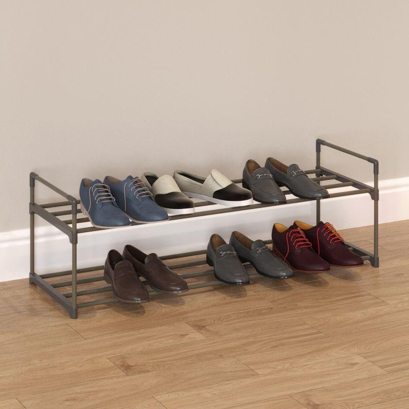 Hastings Home 12-Pair Freestanding 2-Tier Shoe Storage Rack – Black