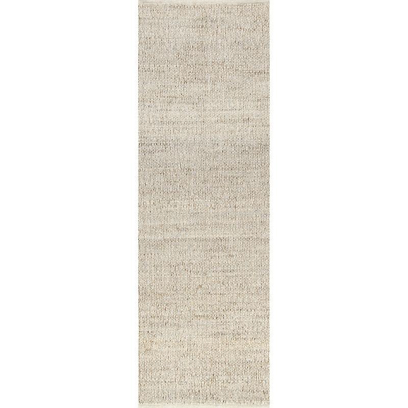 Nuloom 2x10 Elfriede Jute & Cotton Hand Woven Indoor Area Rug, Natural, Solid Rustic Farmhouse Style Natural Fiber Bedroom, Living Room,