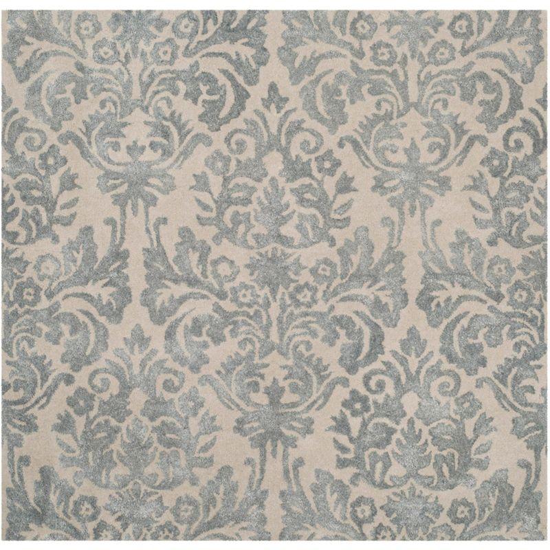 Bella BEL156 Hand Tufted Area Rug - Ivory/Silver - 5'x5' - Safavieh.