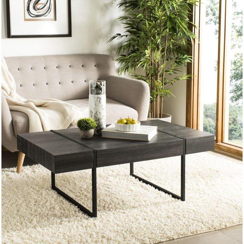 Tristan 43'' Black Wood and Metal Transitional Coffee Table