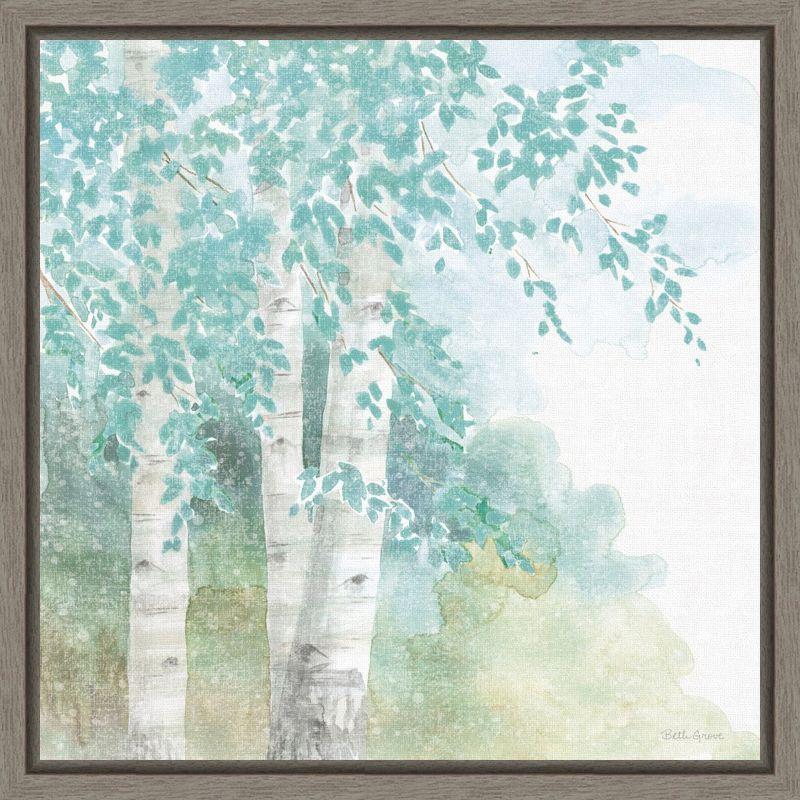 Tranquil Birch Trees Watercolor Canvas Wall Art Print