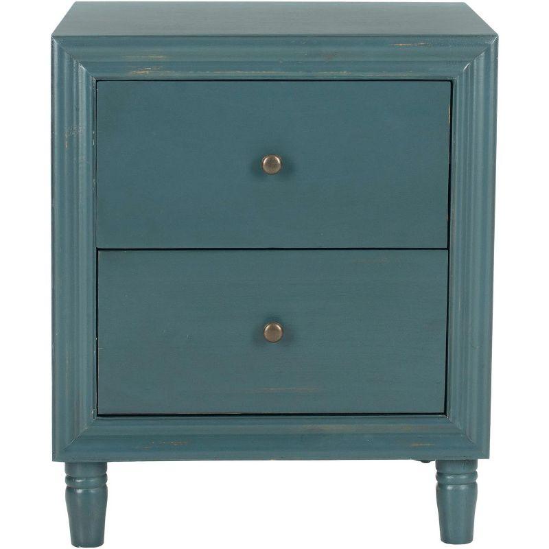 Transitional Blue-Gray 2-Drawer Nightstand in Steel Teal