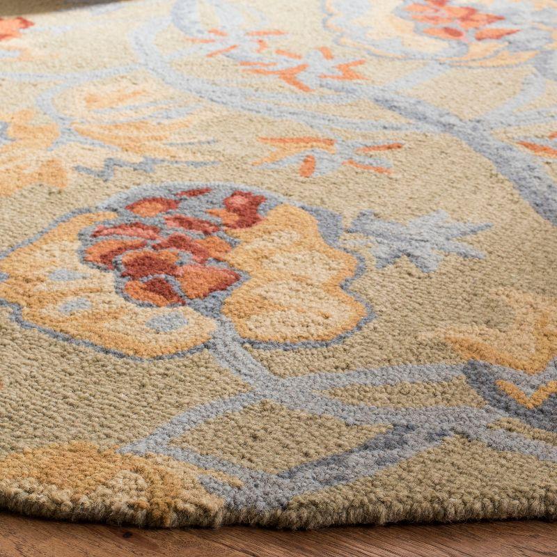 Blossom BLM922 Hand Hooked Area Rug - Beige/Multi - 6' Round - Safavieh.