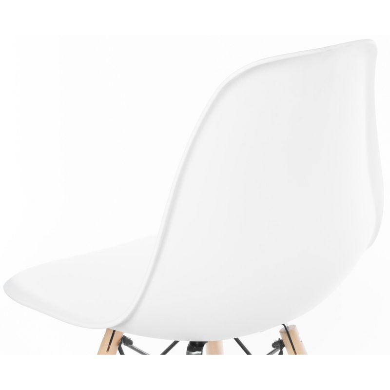 Fabulaxe Mid-Century Modern Style Plastic DSW Shell Dining Chair with Solid Beech Wooden Dowel Eiffel Legs, Set of 4 White